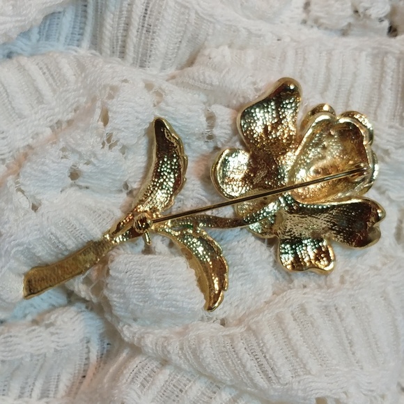 3" Rhinestone Rose Pin - Picture 3 of 4